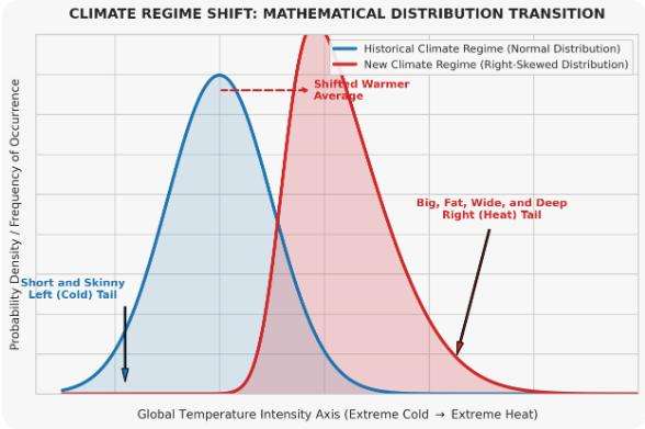 Climate Regime Shift: From a Normal Distribution to a Right-Skewed Distribution